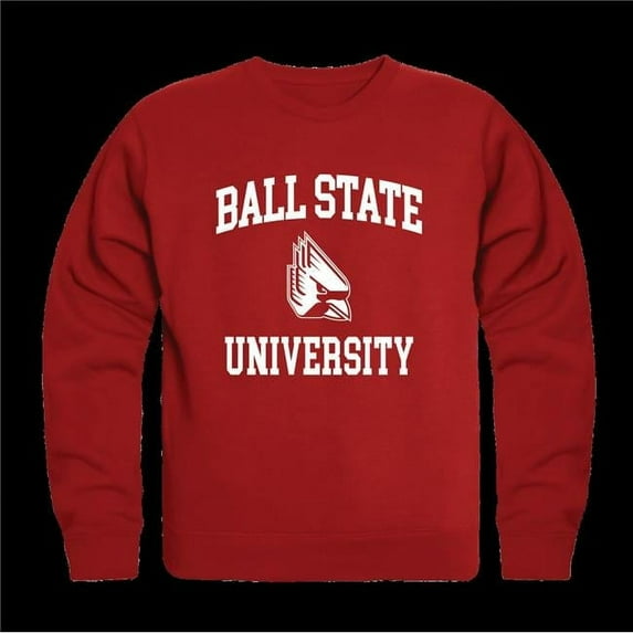 Ball State University Cardinals Seal Crewneck Sweatshirt, Red - Extra Large