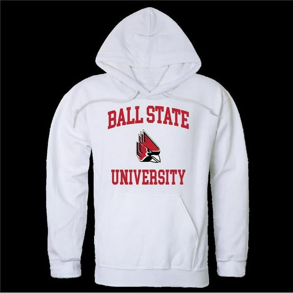 Ball State University Cardinals Seal Hoodie, White - Large