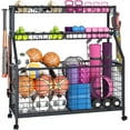 thumbnail image 1 of Ball Storage Rack Large Sports Equipment Organizer Cart For Garage,Home Gym Multifunctional Sports Gear Storage For Indoor Or Outdoor, Ball Rack For Basketball,Baseball, Football, Toys, 1 of 8