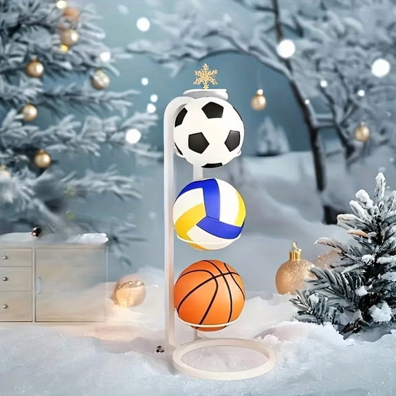 Ball Storage Rack with 3/4/5 Layer Metal Stand, Sports Ball Holder for Basketball, Black