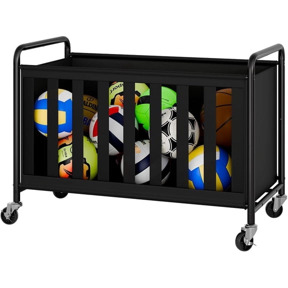 Ball Storage with Wheels, Ball Cart for Garage, Garage Sports Equipment Organizer, Balls Organizer for Basketball, Football, Volleyball