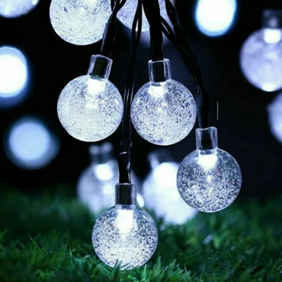 Ball String Lights for Bedroom Decorative Christmas Lights Crystal Crack Ball Lights 30 LEDs White Fairy Lights