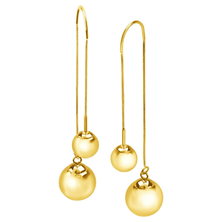 Ball Stud Threader Drop Earrings in 10kt Gold Walmart