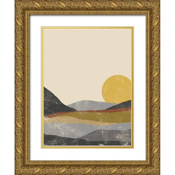 Ball, Susan 12x14 Gold Ornate Wood Framed with Double Matting Museum Art Print Titled - Color Block Sunset