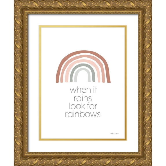 Ball, Susan 12x14 Gold Ornate Wood Framed with Double Matting Museum Art Print Titled - Look for Rainbows