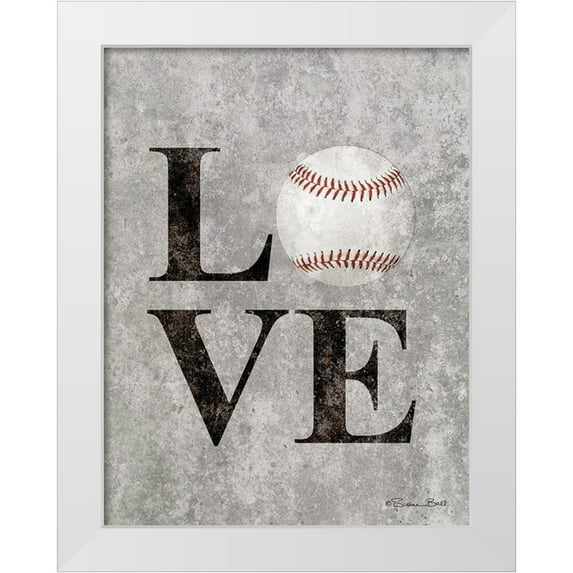 Ball, Susan 12x14 White Modern Wood Framed Museum Art Print Titled - LOVE Baseball