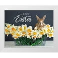 thumbnail image 1 of Ball, Susan 14x12 White Modern Wood Framed Museum Art Print Titled - Happy Easter Bunny and Flowers, 1 of 4