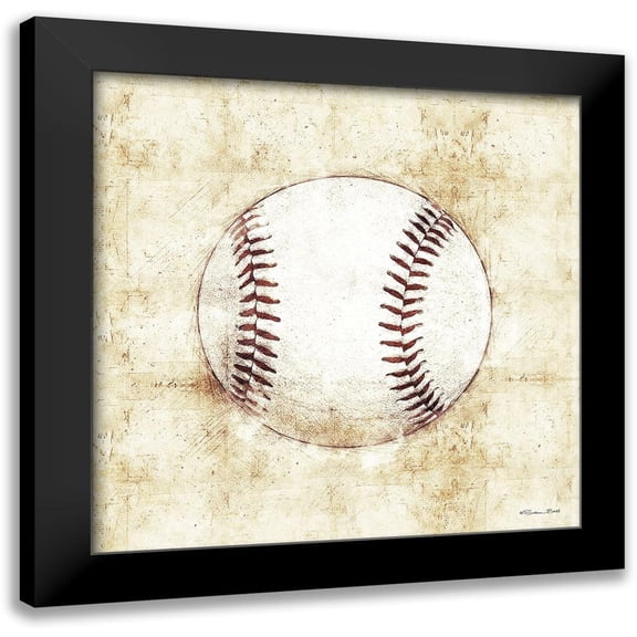 Ball, Susan 15x15 Black Modern Framed Museum Art Print Titled - Baseball Sketch