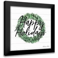 thumbnail image 1 of Ball, Susan 15x15 Black Modern Framed Museum Art Print Titled - Happy Holidays Boxwood Wreath, 1 of 5