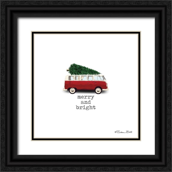 Ball, Susan 15x15 Black Ornate Wood Framed with Double Matting Museum Art Print Titled - Merry and Bright Christmas