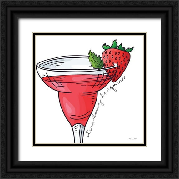 Ball, Susan 15x15 Black Ornate Wood Framed with Double Matting Museum Art Print Titled - Strawberry Daiquiri