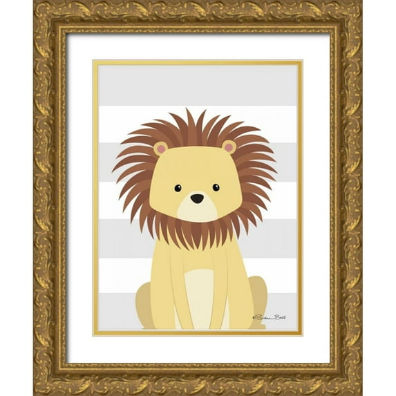 Ball, Susan 15x18 Gold Ornate Wood Framed with Double Matting Museum Art Print Titled - Lion Stripe