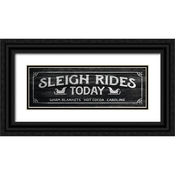 Ball, Susan 18x9 Black Ornate Wood Framed with Double Matting Museum Art Print Titled - Sleigh Rides Today
