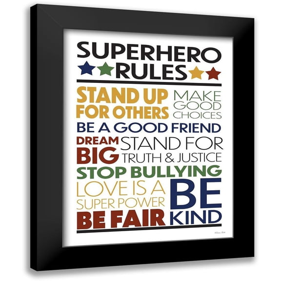 Ball, Susan 19x24 Black Modern Framed Museum Art Print Titled - Superhero Rules