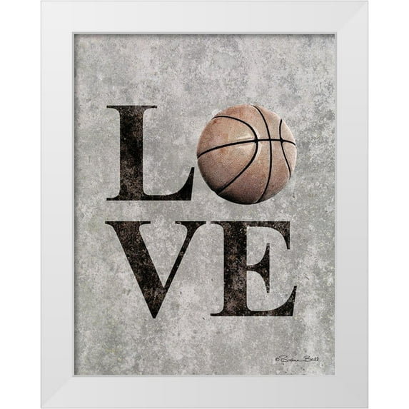 Ball, Susan 19x24 White Modern Wood Framed Museum Art Print Titled - LOVE Basketball