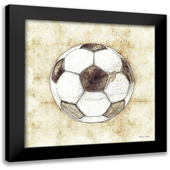 Ball, Susan 20x20 Black Modern Framed Museum Art Print Titled - Soccer Sketch