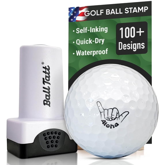 Ball Tatt Golf Ball Stamp Marker Self-Inking Quick-Dry Stamper, Black, Aloha
