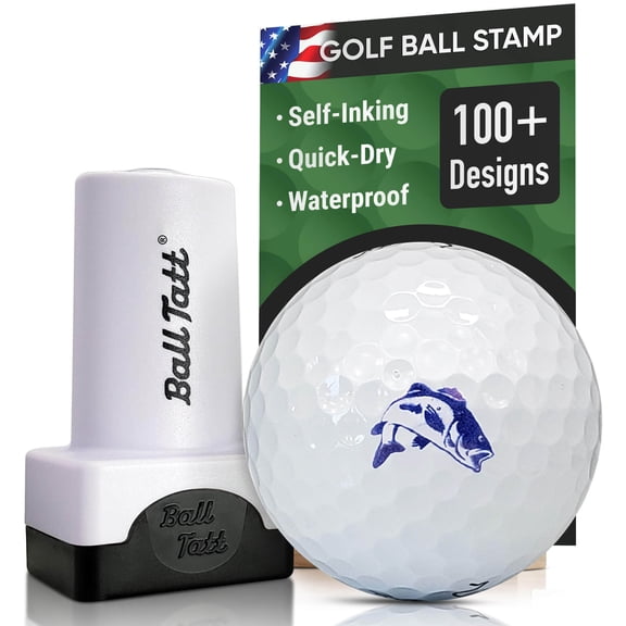 Ball Tatt - Bass Fish Golf Ball Stamp Marker Self-Inking Quick-Dry Waterproof Ball Stamper