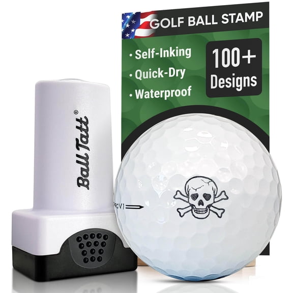 Ball Tatt Golf Ball Stamp Marker Self-Inking Quick-Dry Stamper, Skull Crossbones