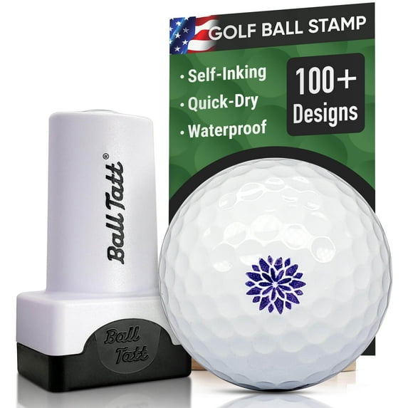 Ball Tatt Golf Ball Stamp Self-Inking Quick-Dry Stamper Violet, Flower Burst
