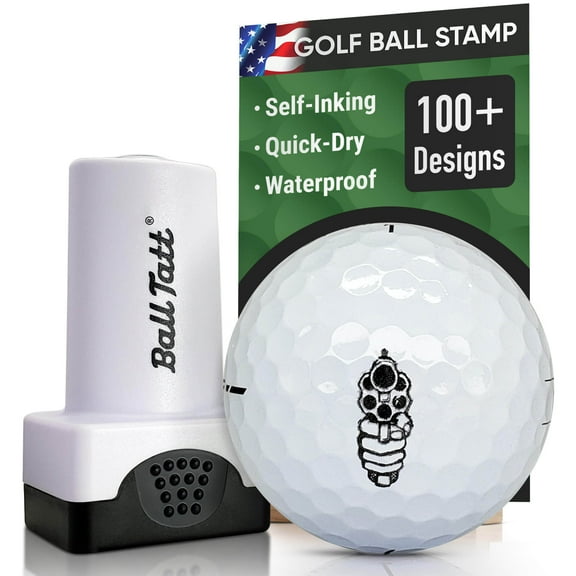 Ball Tatt - Golf Ball Stamper Self-Inking Quick-Dry Waterproof Ball Marker Stamp, Gun Barrel