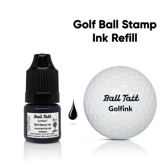 Ball Tatt Golfink™ - Golf Ball Stamp Ink Refill, Indelible, Waterproof, Quick-Dry - 5ml Black