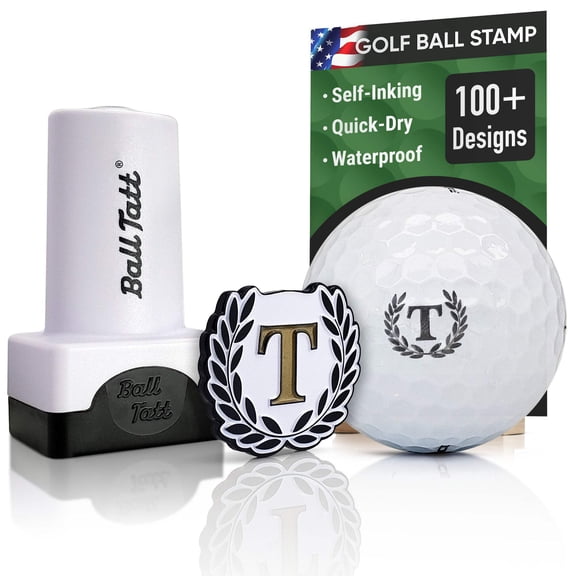 Ball Tatt T Initial Golf Ball Stamp Self-Inking Quick-Dry w/ Monogram Ball Marker