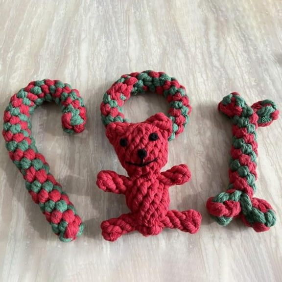 Ball Toys with Knotted Rope Toy Cute Dog Cat Toy Christmas Stocking Set for Medium to Large Dogs