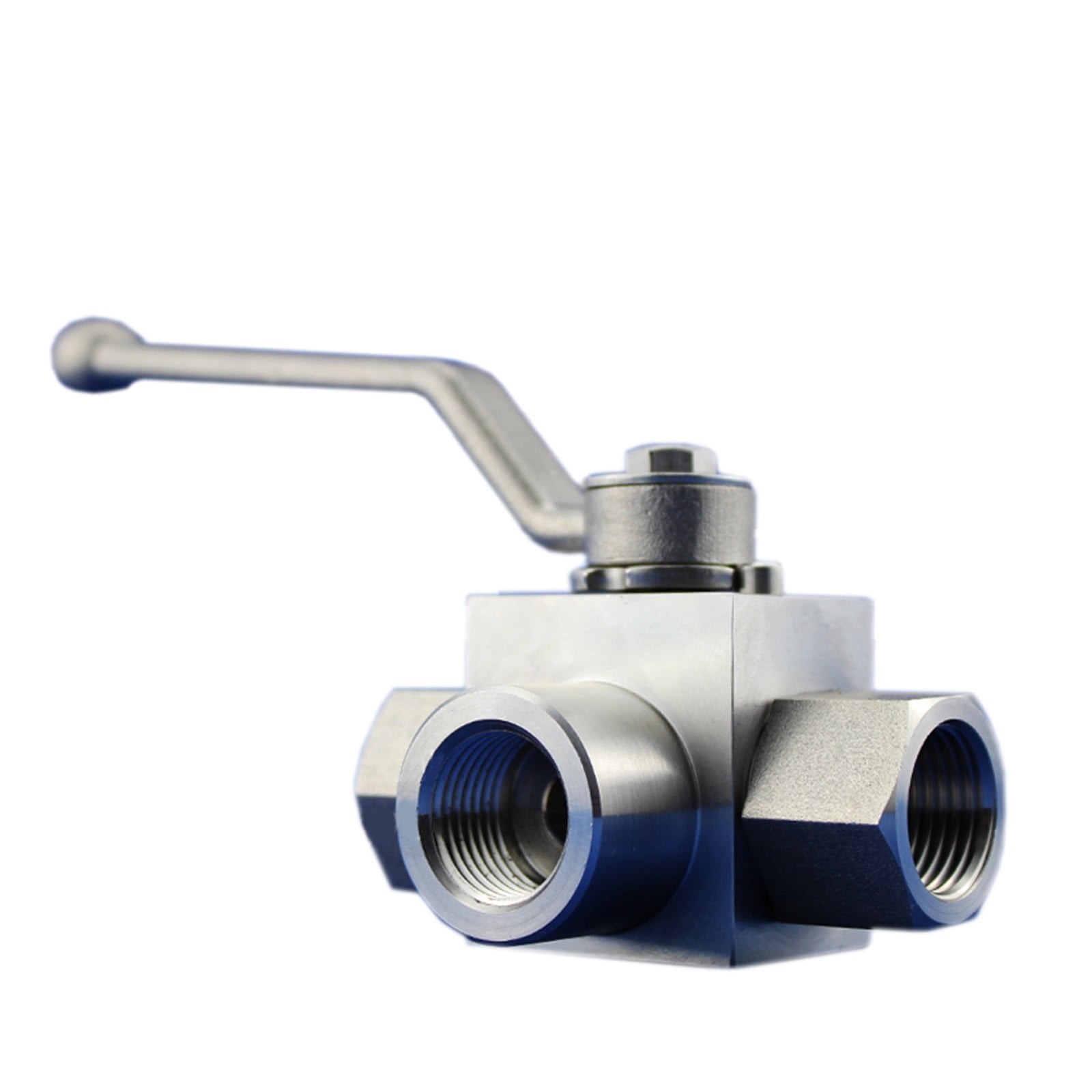 Taixin 3-Way High Pressure Ball Valve - 3/8" NPT Female, L-Bore, 7250 PSI, Carbon Steel