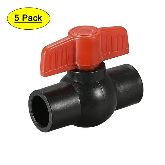 Ball Valve, 20mm Inner Diameter Socket Type, for Control Water Flow, PE Black Red 5Pcs
