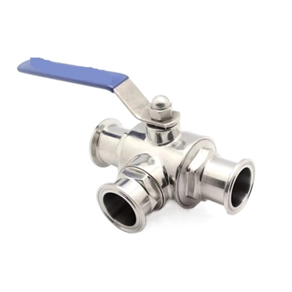 Ball Valve Ф25mm Stainless Steel Sanitary Ball Valve 3 Three Way OD 50.5mm Tri Clamp Ferrule Type For Transport Viscous Fluid