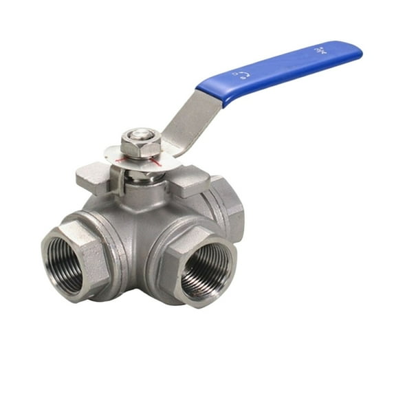 Ball Valve 304 Stainless Steel 1/4 3/8 1/2 3/4 1" 2" Female Full Port T/L-Port 3 Way Ball Valve Connector Adapter For Water Oil Air Gas ,Safe Mode
