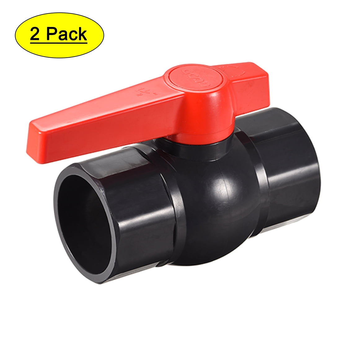 Ball Valve 50mm Inner Dia. DN40 Socket Type for Control Water Flow PVC Deep Grey 2Pcs