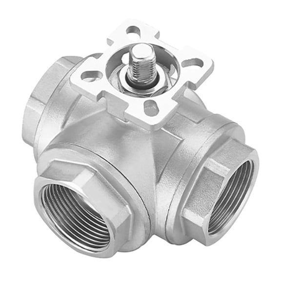 Ball Valve DN50 Three Way Pneumatic High Platform Stainless Steel Three Way Valve Pneumatic Internal Thread Valve Body ,Easy to Install