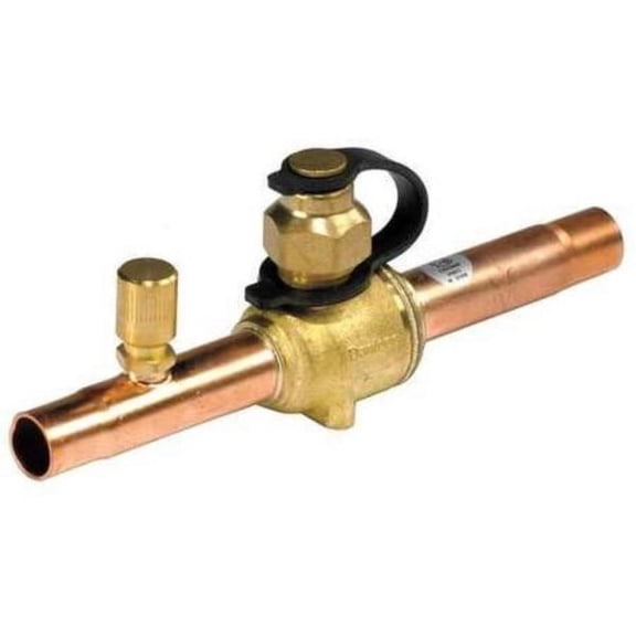 Danfoss Shut Off Ball Valve 1/4in ODF GBC 6s Multiple Refrigerant MWP 650psi WT -40F to 300F with 1/4in SAE schrader Valve Bi-Flow 009L7050 Replaces 009G7050, 009G8050
