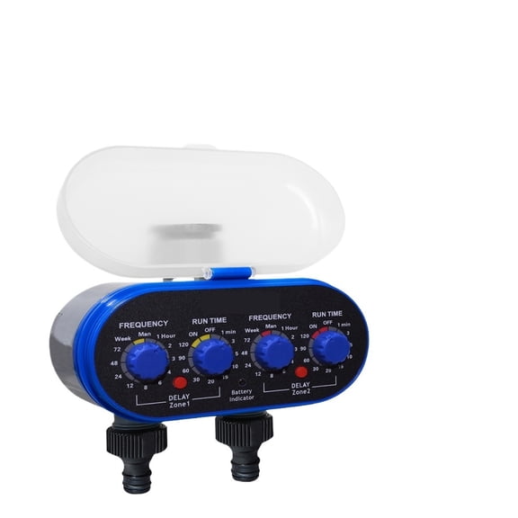 Ball Valve Electronic Two Outlet Four Dials Water Timer with Rain Sensor Hole Garden Irrigation