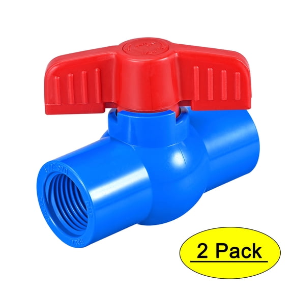 Ball Valve, G1/2 Female Thread, Valve for Aquarium Setup, Sump Pump, Pool, Garden Sprinkler Blue Red 2Pcs