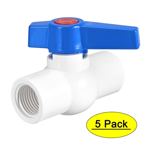 Ball Valve, G1/2 Female Thread, Valve for Aquarium Setup, Sump Pump, Pool, Garden Sprinkler White Blue 5Pcs