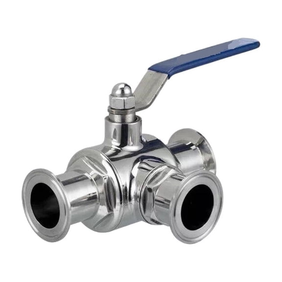 Ball Valve T-port 2" 51mm 304 Stainless Steel Sanitary 3 Way Ball Valve 1.5" 64mm Ferrule O/D For Homebrew Diary Product ,Easy to Operate