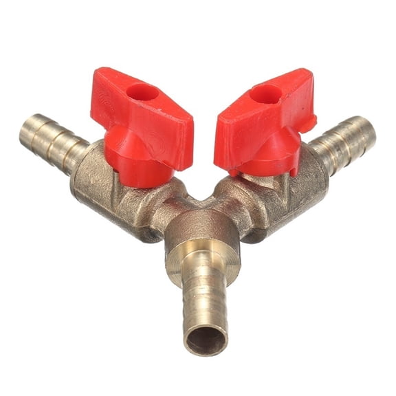 Ball Valves 5/16" 8MM Brass Y 3-Way Valve Shut Off Ball Valves Brass Plastic Fitting Hose Barb Fuel Gas For Garden Irrigation, Construction ,Easy to Install