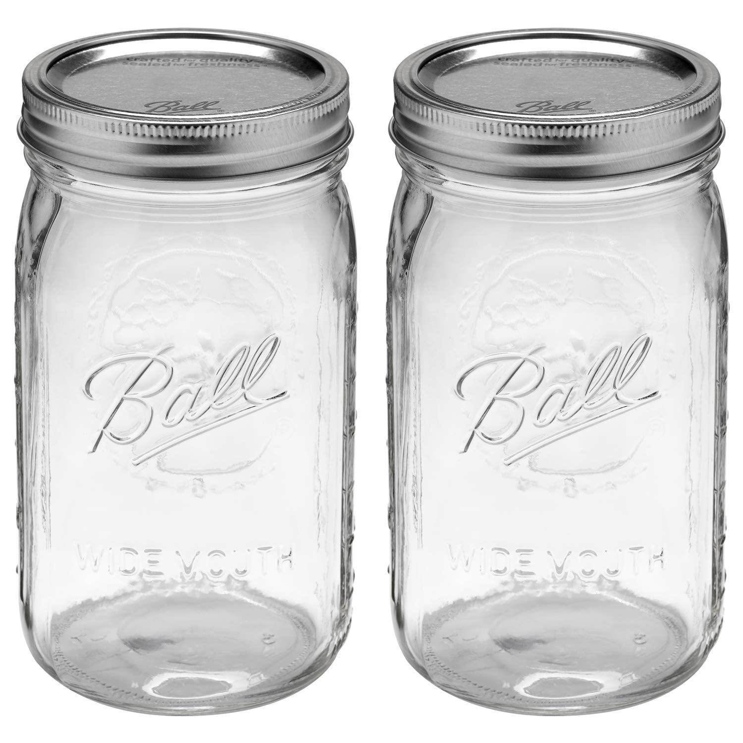Ball Mason Jar Quart Wide Mouth 32 oz (945 ml) 4-pack - Crema