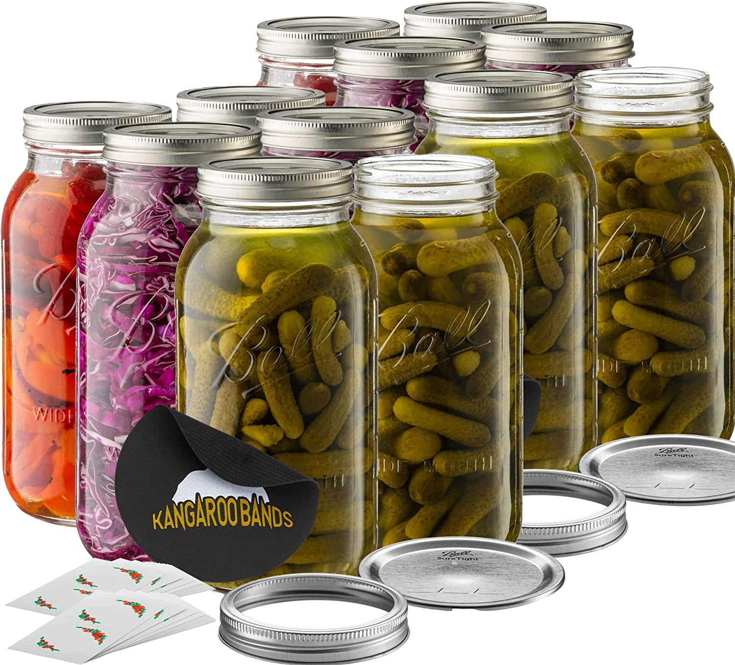 Clear Glass Wide Mouth Mason Jars Set with Screw Lids