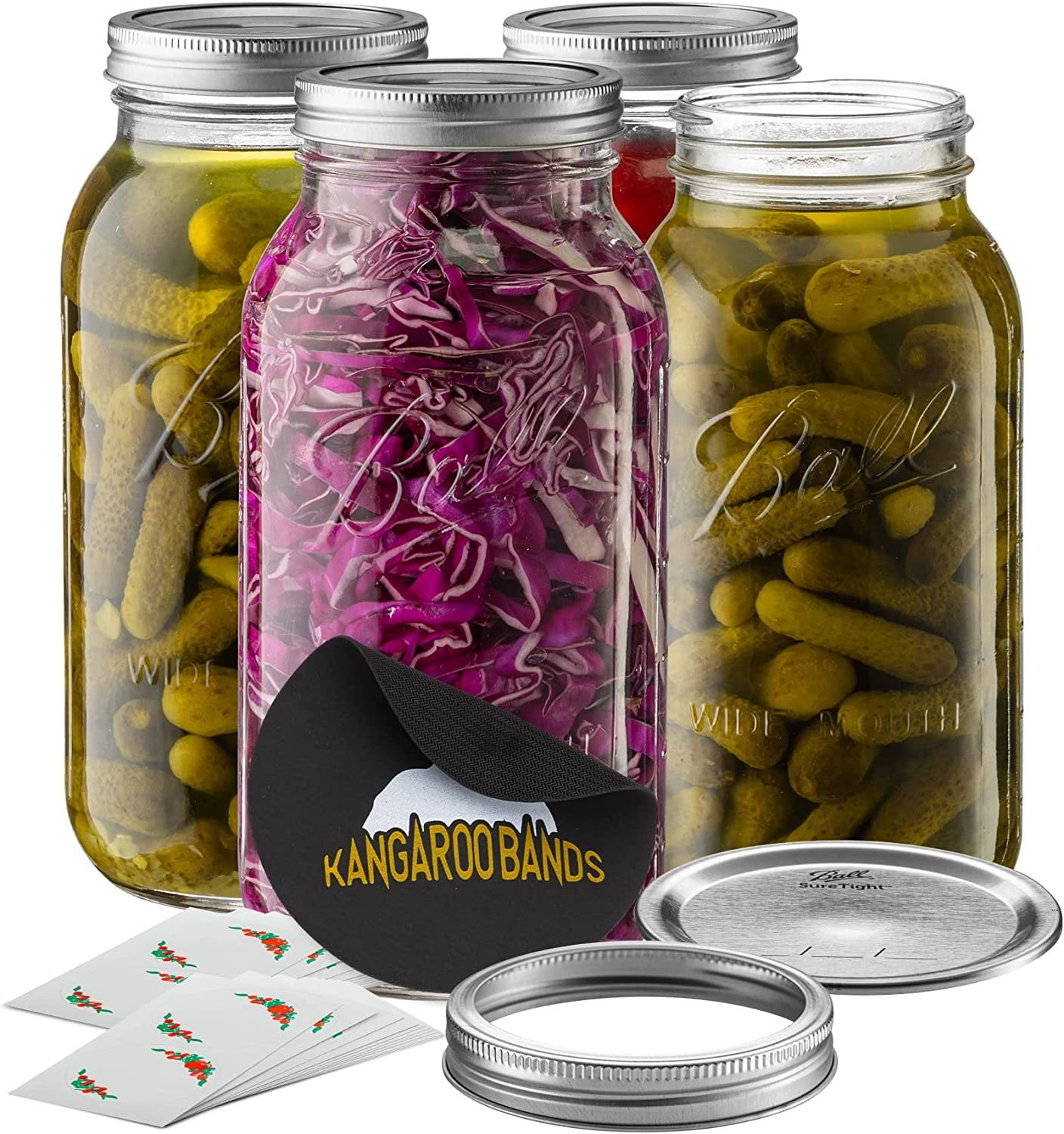 Ball Wide Mouth Half Gallon 64 oz Jars with Lids and Bands, Set of 6