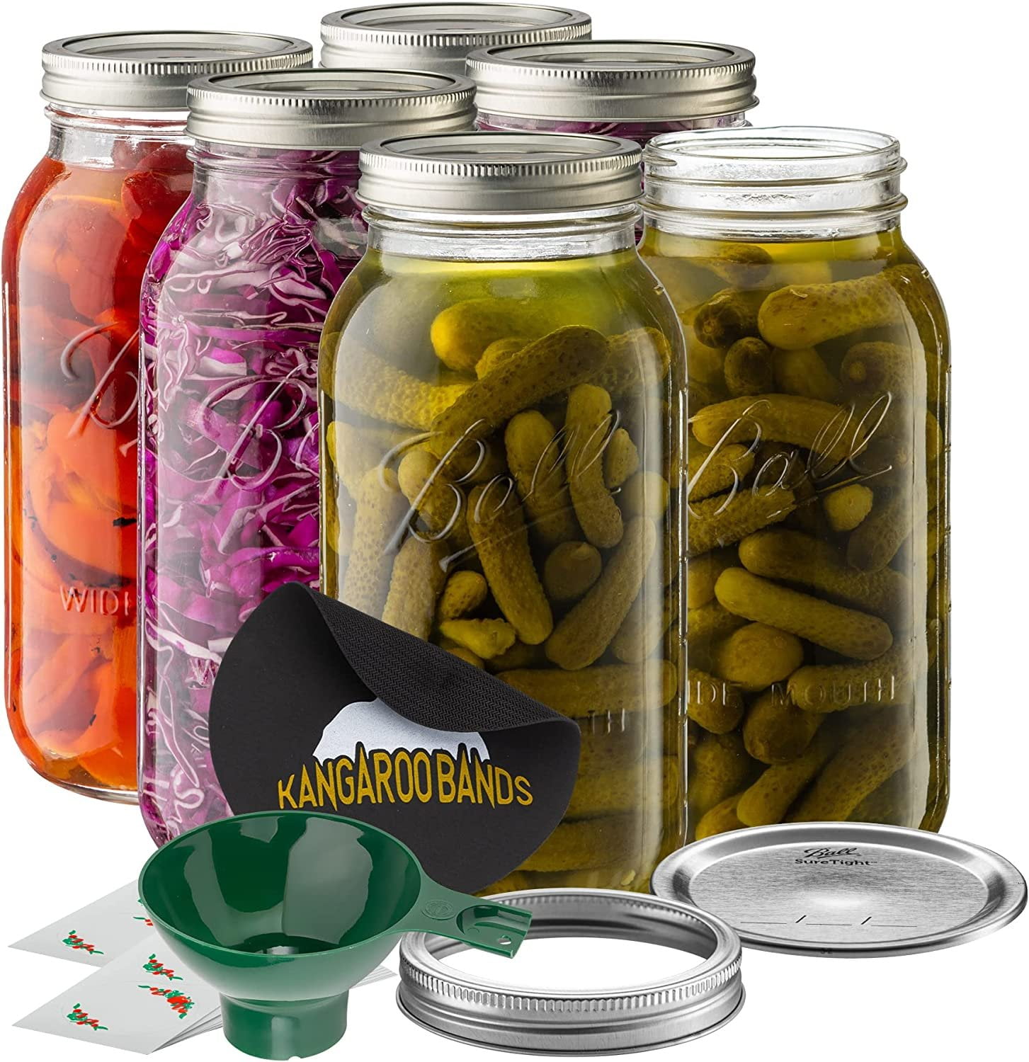 Ball Wide Mouth Canning Jars Kit 64 oz Wide Mouth Mason Jars and Lids 6 Bundle Includes Ball
