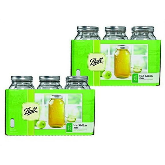 Ball Wide Mouth Half Gallon (64 Oz) Jars With Lids And Bands, Set Of 12