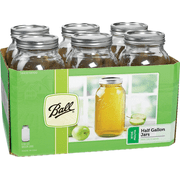 Ball Wide Mouth Half Gallon 64 Oz Jars with Lids and Bands, Set of 6 2 Pack, WM, Clear