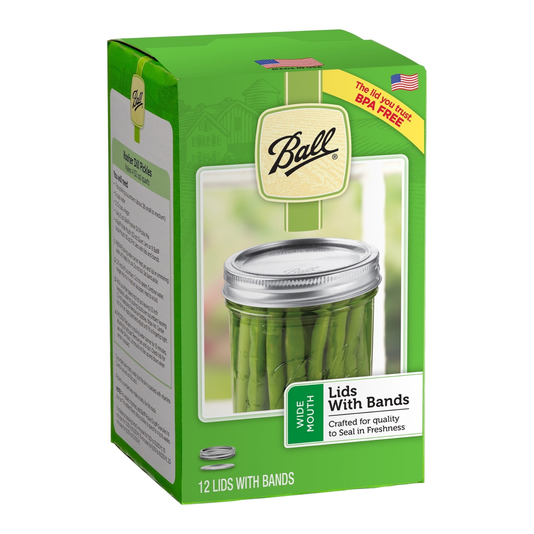 Ball, Wide Mouth Lids with Bands, BPA Free, 12 Count