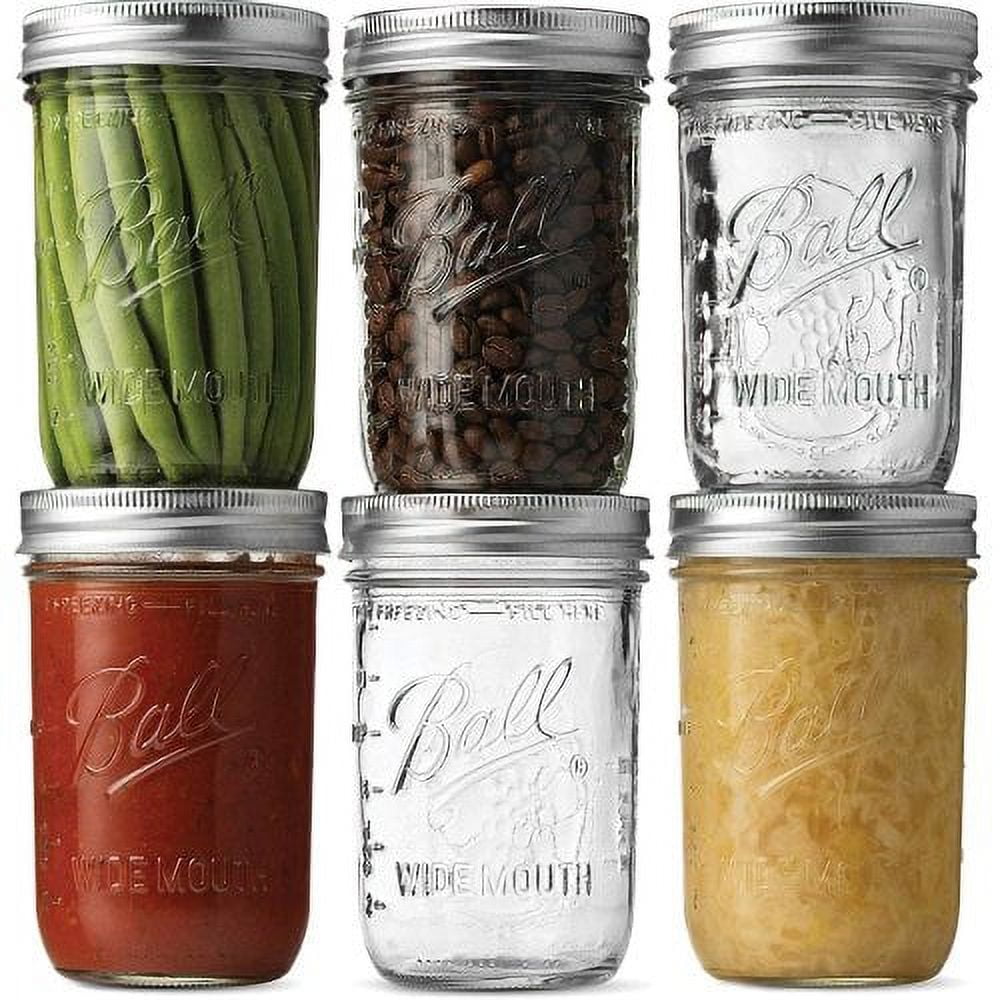 Ieavier 6 PACK Wide Mouth Mason Jars 16oz with Airtight Lids and Bands,  Canning Jars with Crystal Glass for Food Storage, Spice Jars, Canning, DIY