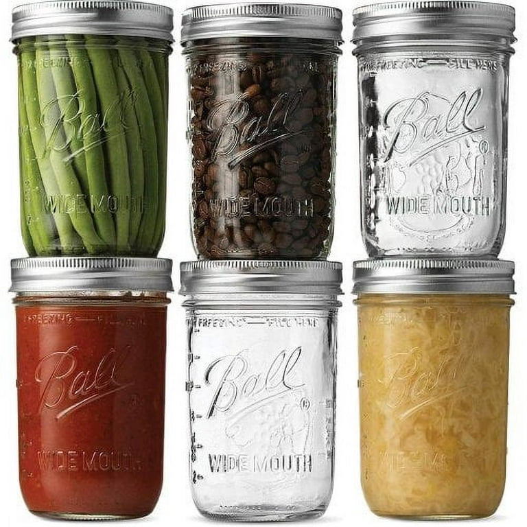  Regular Mouth Mason Jars 16 oz. (12 Pack) - Pint Size Jars with  Airtight Lids and Bands for Canning, Fermenting, Pickling, Meal Prep, or  DIY Decors and Projects Bundled with Jar