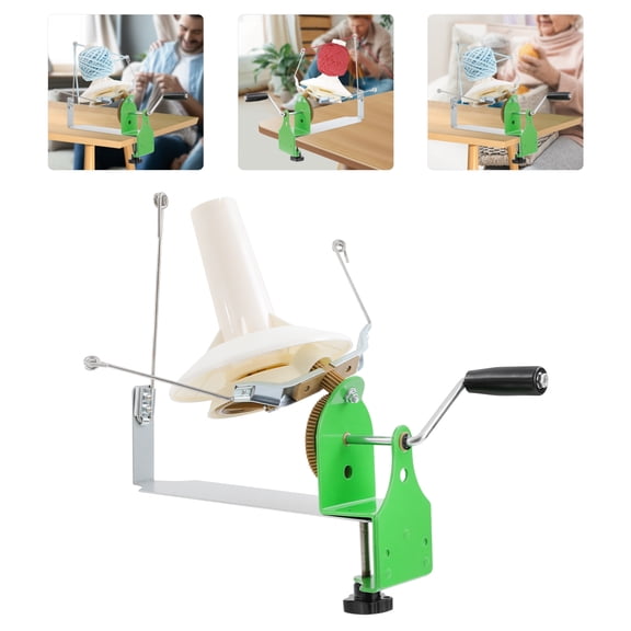 Ball Winder Machine, Homes Yarn Ball Winder, Hand-Operated Yarn Ball Winder, Large Winding Machine, Fiber/Wool Ball Winder Tool for Yarn Tabletop Clamp, Crocheting, Knitting (Green)